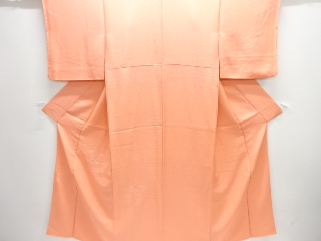 雪輪に花模様刺繍付け下げ色無地着物